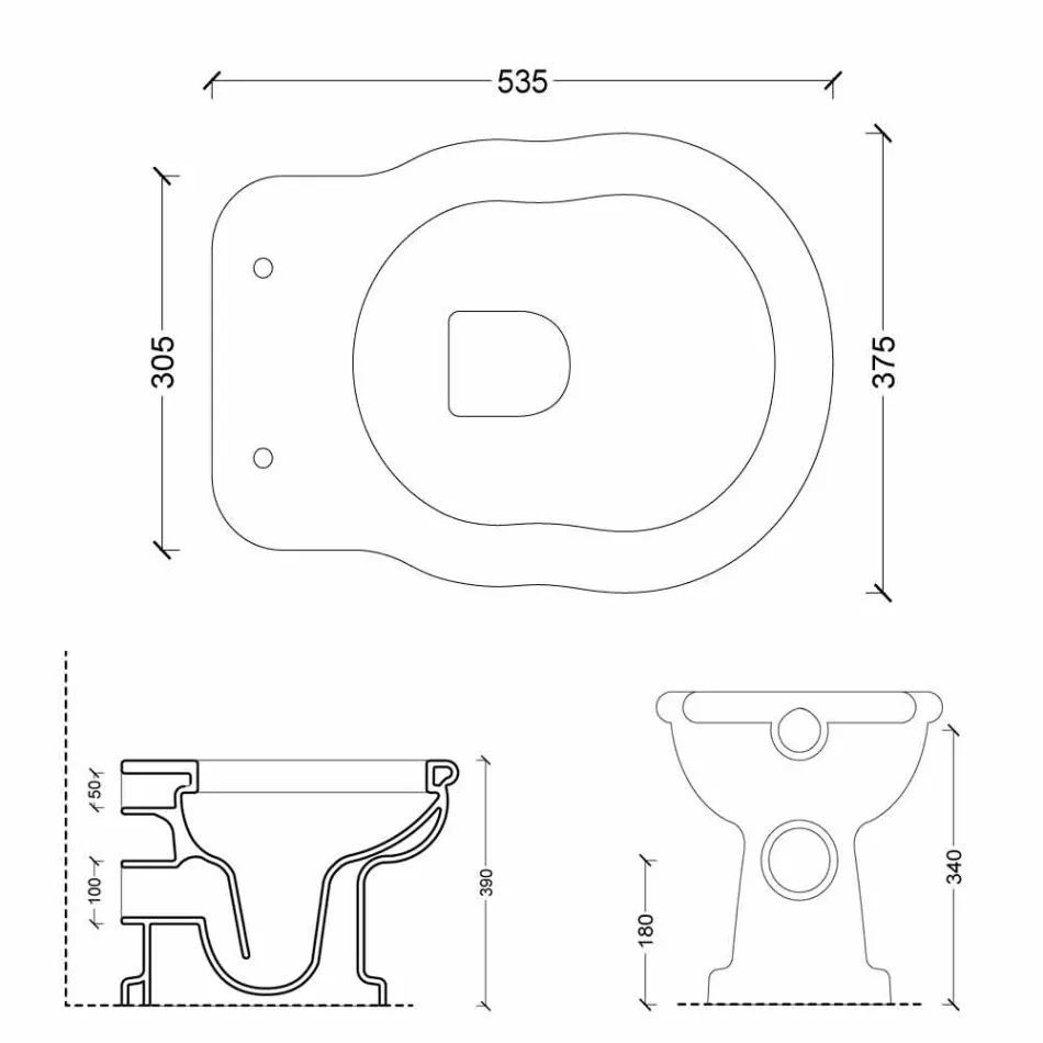 Inodoro de cerámica de diseño moderno con salida de pared de estilo Viadurini