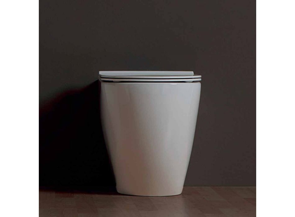 Moderno inodoro de cerámica blanca Shine Square Rimless hecho en Italia Viadurini