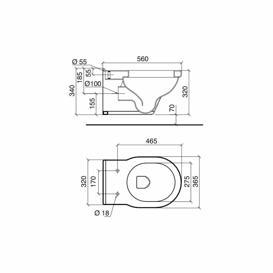 Jarrón Suspendido Wc Estilo Clásico en Cerámica Blanca Hecho en Italia - Marwa Viadurini