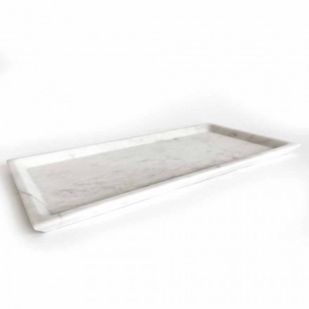 Bandeja rectangular en mármol de Carrara blanco pulido Made in Italy - Alga Viadurini