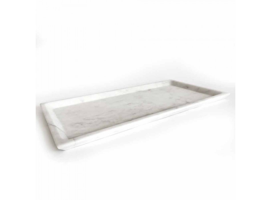 Bandeja rectangular en mármol de Carrara blanco pulido Made in Italy - Alga Viadurini