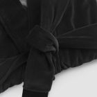 Bata kimono en chenilla negra con encaje Farnesio, lujo Made in Italy - Kyoto Viadurini
