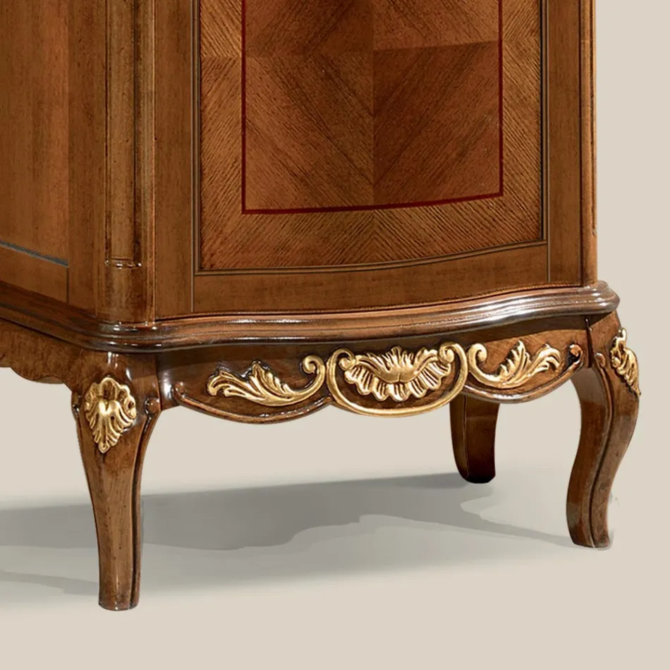 Vitrina Clásica en Madera de Nogal Blanco o Moka Made in Italy - Chantilly Viadurini