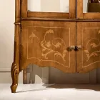 Vitrina clásica en madera de nogal con incrustaciones 4 puertas Made in Italy - Commodo Viadurini