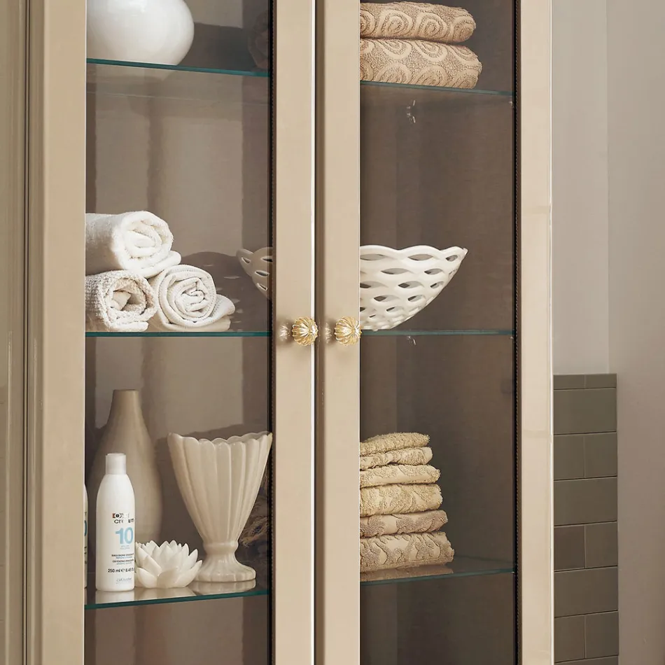 Vitrina completa con dos puertas y tres estantes de vidrio Made in Italy - Candy Viadurini