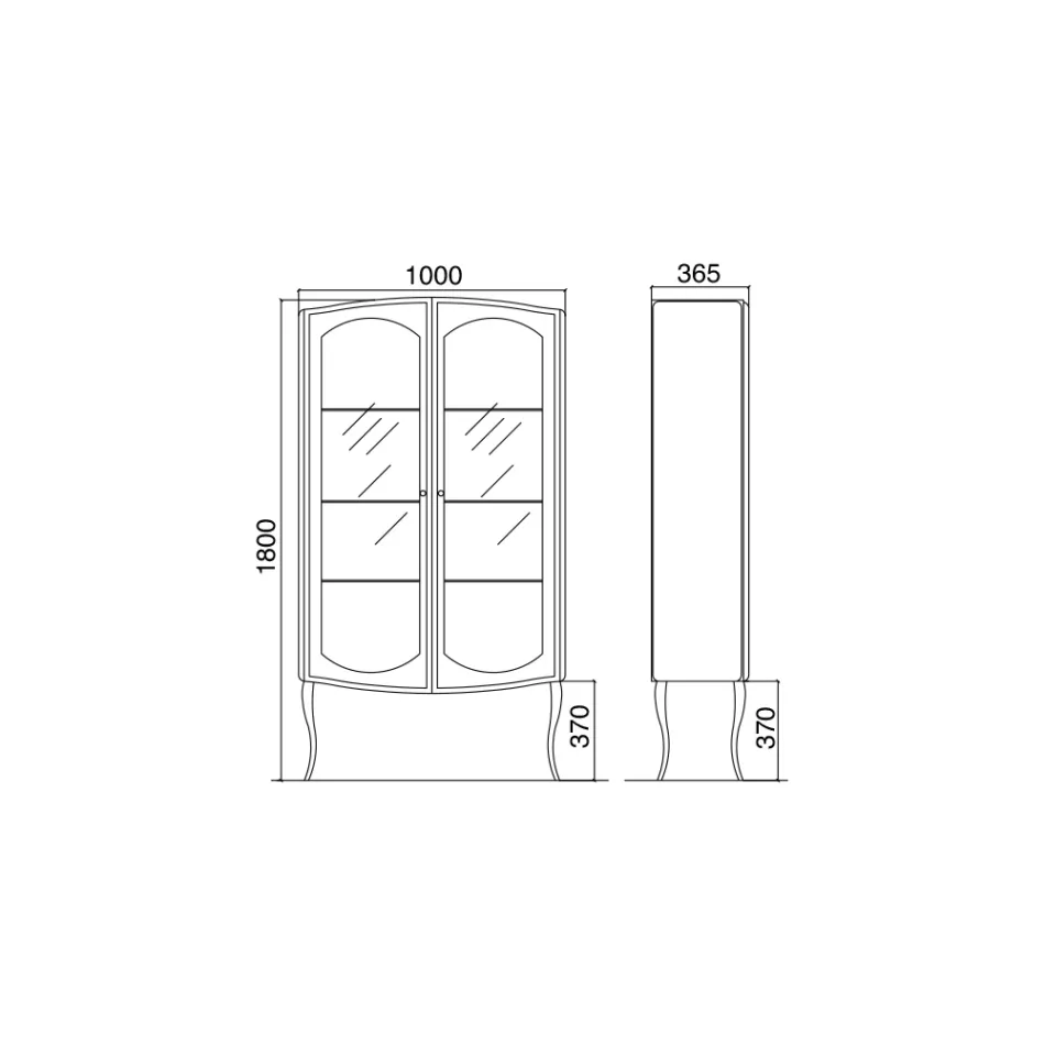 Vitrina completa con dos puertas y tres estantes de vidrio Made in Italy - Candy Viadurini