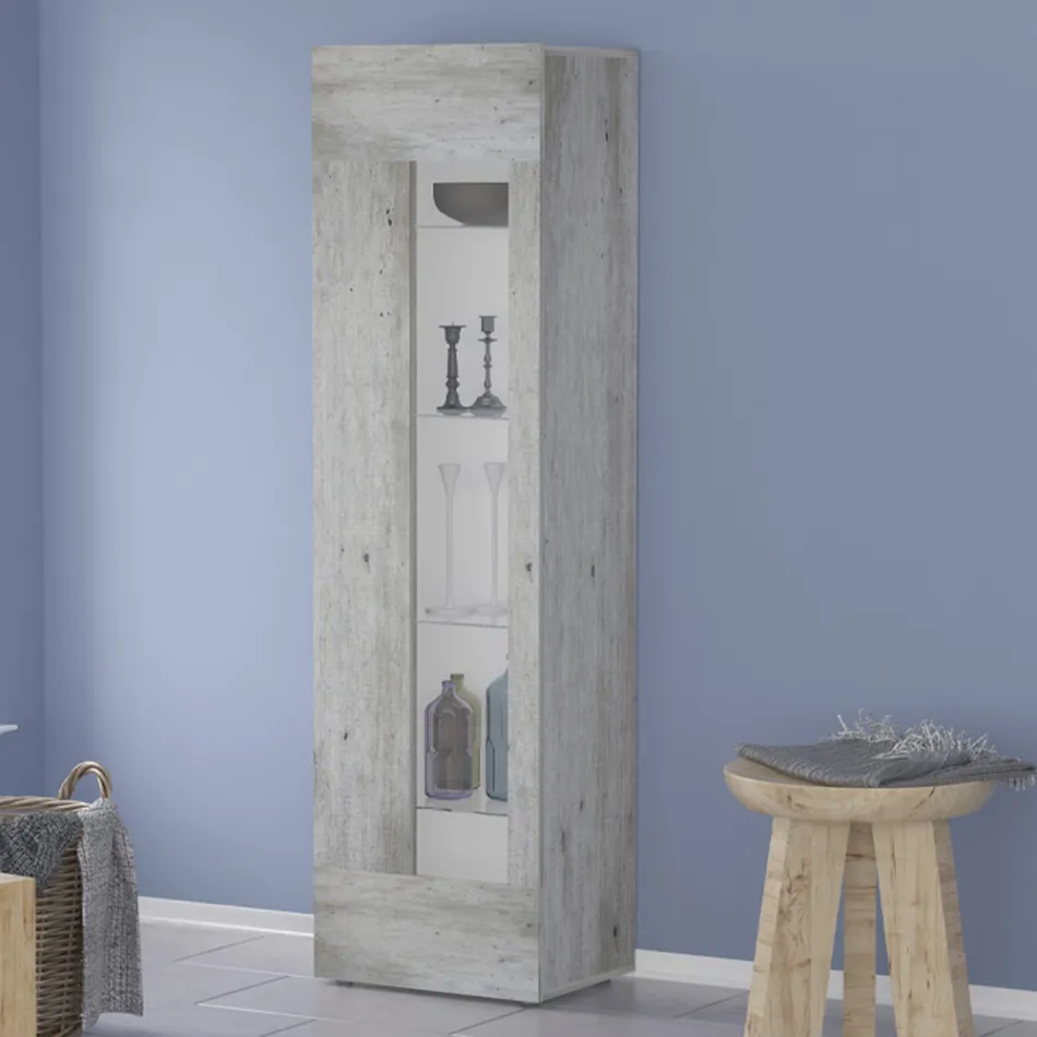 Vitrina de salón de diseño en madera blanca, antracita o hormigón - Suzana Viadurini