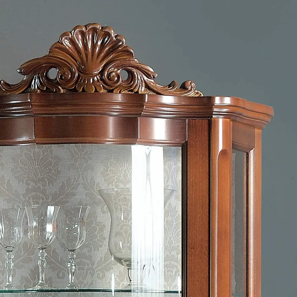 Vitrina de Salón 1 Puerta y 2 Cajones de Madera Made in Italy - Leonor Viadurini