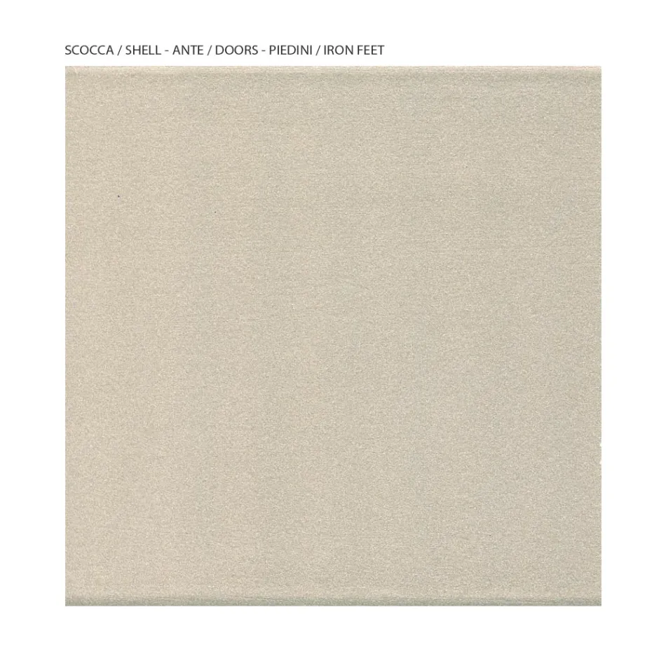 Vitrina de salón con 1 puerta en MDF acabado níquel, Made in Italy - Hilde Viadurini