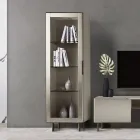 Vitrina de salón con 1 puerta en MDF acabado níquel, Made in Italy - Hilde Viadurini