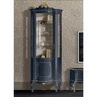 Vitrina de madera para sala de estar con 1 puerta de lujo Made in Italy - Leonor Viadurini