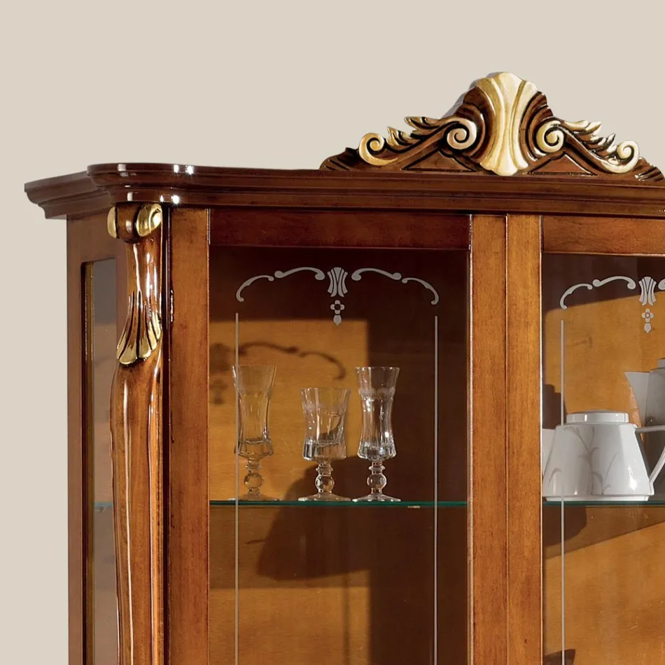 Vitrina de salón de madera con 2 puertas Classic Made in Italy - Cambrige Viadurini