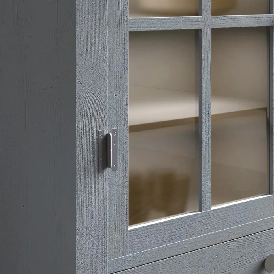 Vitrina de salón en madera maciza de abeto totalmente hecha en Italia - Pascual Viadurini