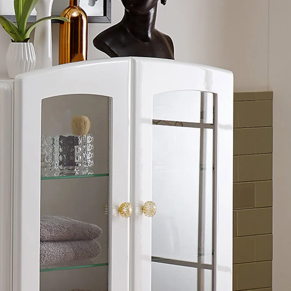 Vitrina de baño monocolor con 2 puertas y baldas de cristal - Candy Viadurini