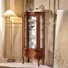 Vitrina de salón clásica de madera de nogal con puerta Made in Italy - Versaille Viadurini