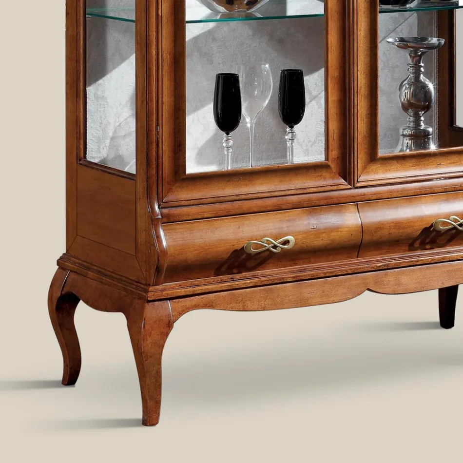 Vitrina de salón de lujo en madera de nogal clásica Made in Italy - Hastings Viadurini
