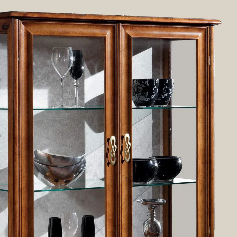 Vitrina de salón de lujo en madera de nogal clásica Made in Italy - Hastings Viadurini