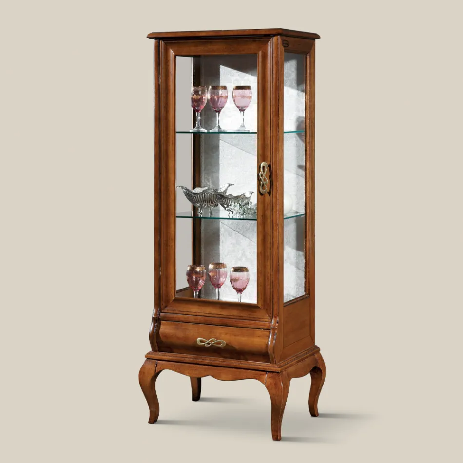 Vitrina de salón de lujo en madera de nogal clásica Made in Italy - Hastings Viadurini