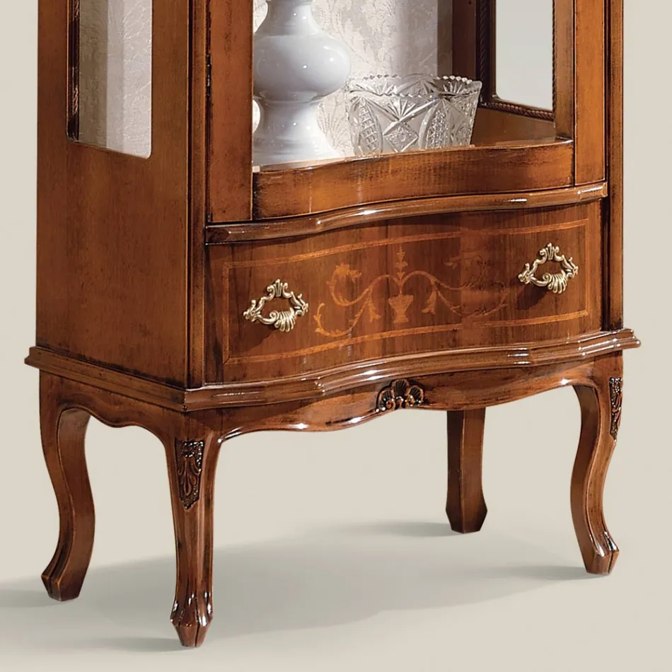 Vitrina de salón de madera de nogal o blanca con 1 puerta Made in Italy - Versaille Viadurini