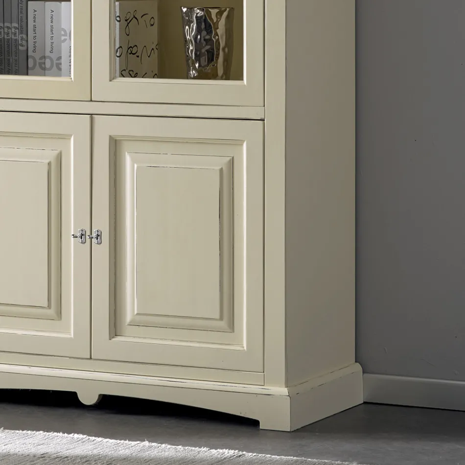 Vitrina con 2 puertas de madera y 2 puertas de cristal Made in Italy - Fenrir Viadurini