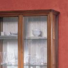 Vitrina con 3 cajones, 2 puertas y estantes de cristal Made in Italy - Walo Viadurini