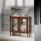 Vitrina con estantes de cristal y respaldo tapizado Made in Italy - Assur Viadurini