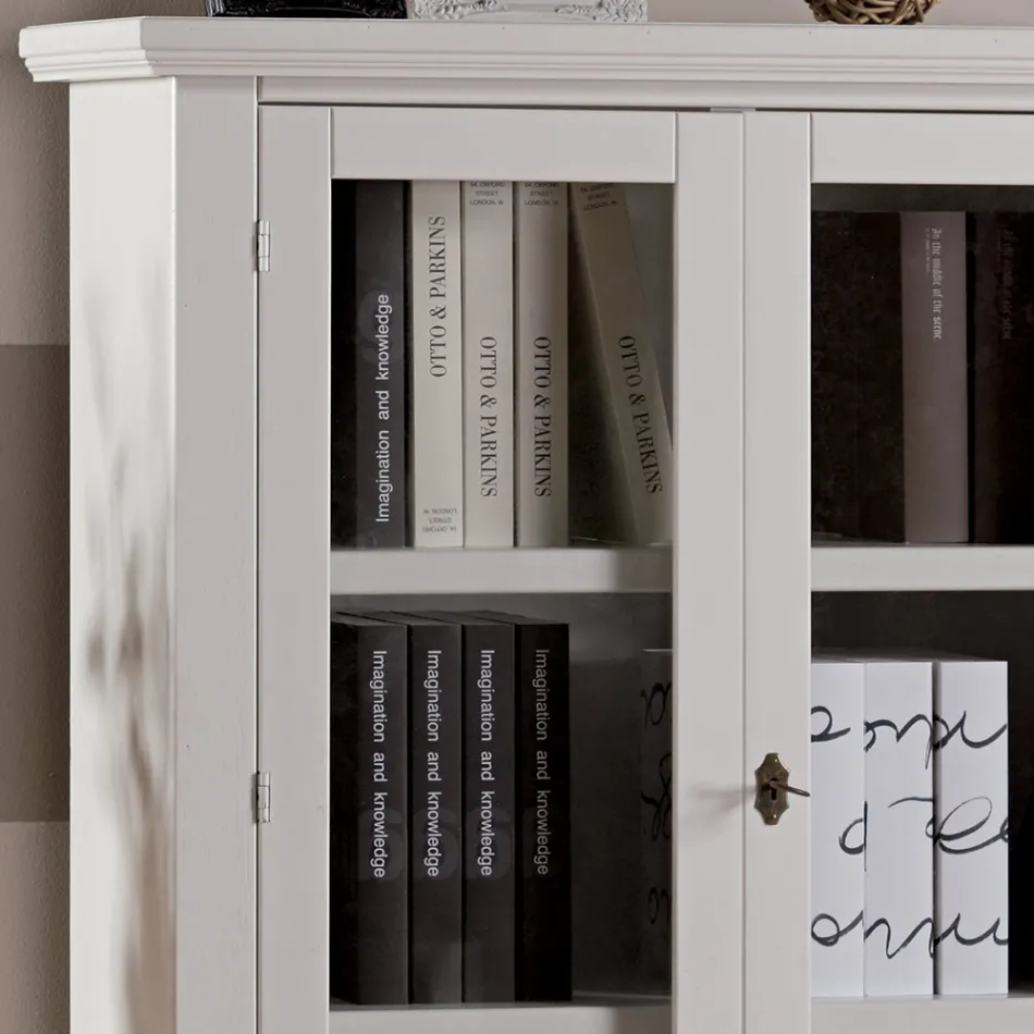 Vitrina de madera con 1 cajón, 2 puertas y 2 estantes Made in Italy - Nanna Viadurini