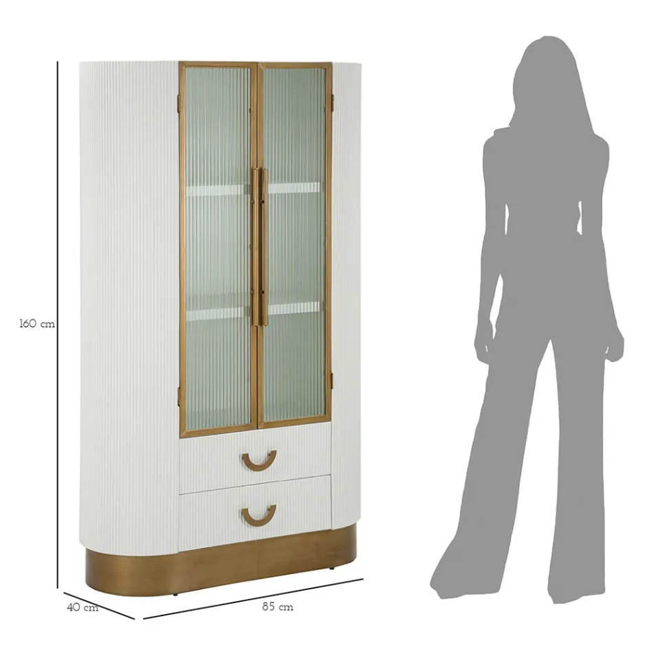 Vitrina de madera con tapa e inserciones redondeadas con 2 puertas y 2 cajones - Rachel Viadurini