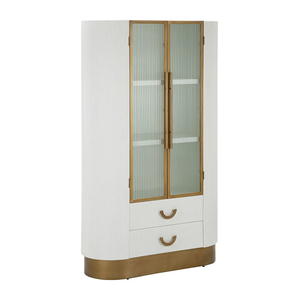 Vitrina de madera con tapa e inserciones redondeadas con 2 puertas y 2 cajones - Rachel Viadurini