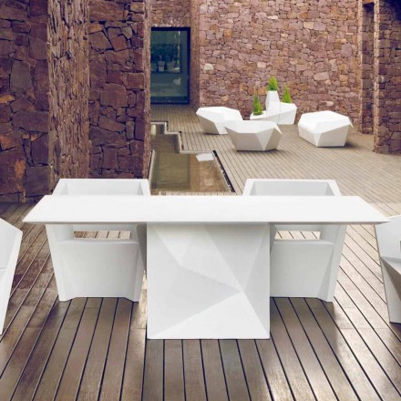 Vondom Faz mesa de jardín lacada en blanco L200xP100cm de diseño Viadurini