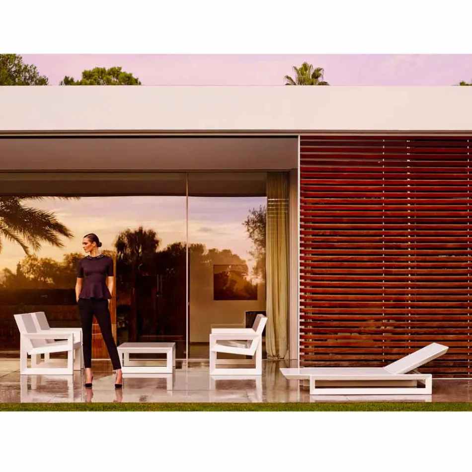 Vondom Chaise longue de diseño en marco de polietileno blanco Viadurini