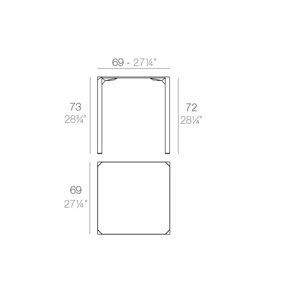 Vondom Quartz mesa cuadrada al aire libre de diseño moderno Viadurini