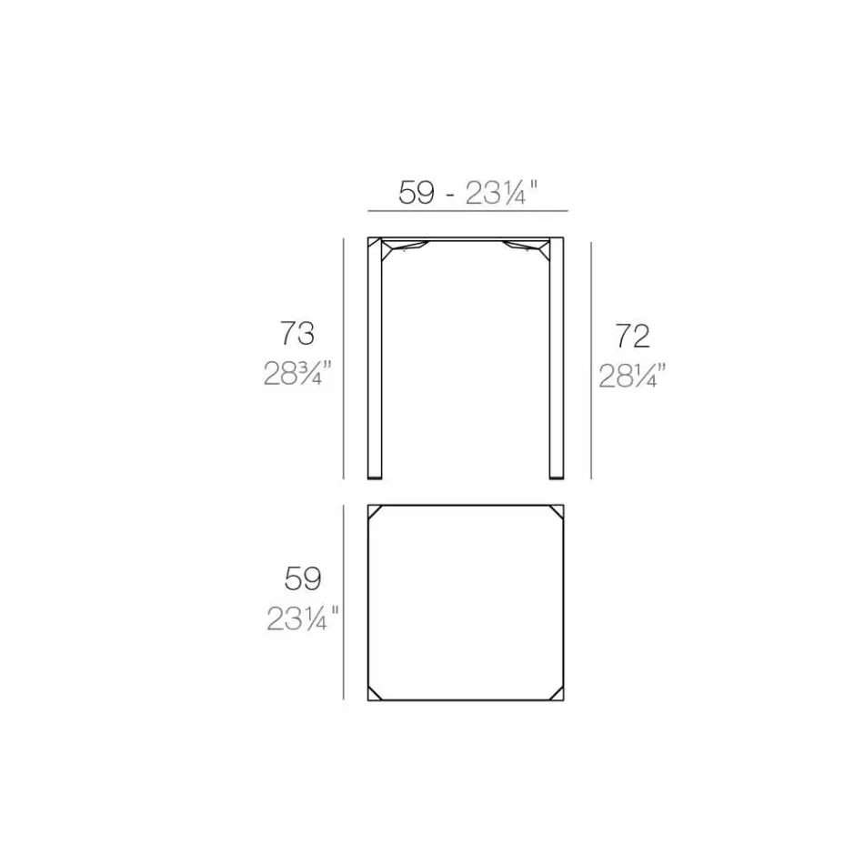 Vondom Quartz mesa cuadrada al aire libre de diseño moderno Viadurini