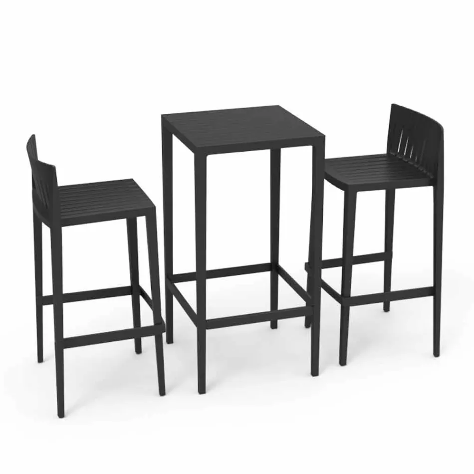 Vondom Spritz Conjunto de mesa de jardín y dos taburetes de diseño negro Viadurini