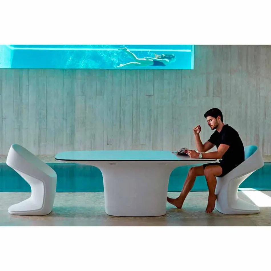 Mesa exterior de diseño Vondom Ufo blanco L200xP100 cm Viadurini