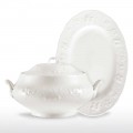 Sopera grande y bandeja en diseño decorado de porcelana blanca - Gimignano